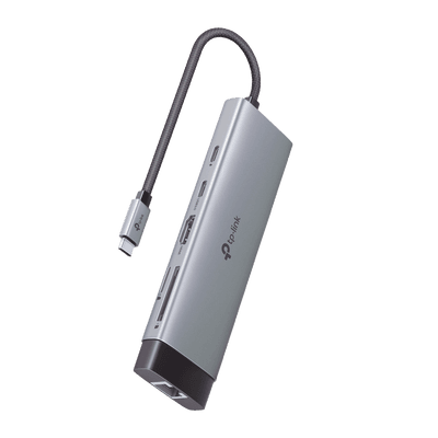 Adaptador HUB 9 en 1, 1 puerto USB-C entrada, 1 puerto HDMI 4K, 1 puerto Ethernet Gigabit, 1 puerto SD y MicroSD, 1 puerto USB-C y 3 puertos USB-A