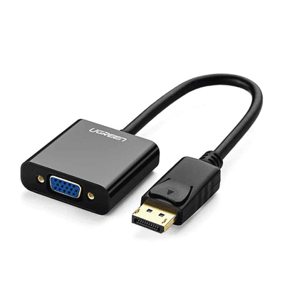 Convertidor DP Macho a VGA Hembra (Negro).