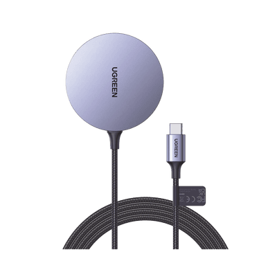 Cargador Inalámbrico Magnético | 15W | Tecnología Magsafe | Qi | Certificado MFM | Modulo de Carga Original | Carga Rápida | Fuerte Absorción Magnética | Cable de Nylon Trenzado | 1.5 metros | Multi Protecci&o