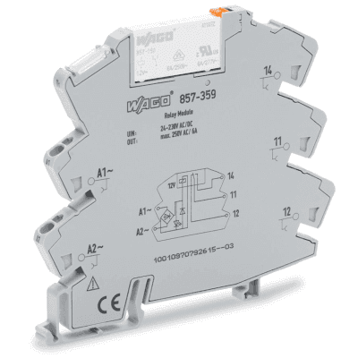 Módulo con Relé / 24-230V AC/DC / 1 Inversor / 6A Corriente Permanente / Push-in CAGE CLAMP® / LED Indicador / IP20 / Carril DIN-35