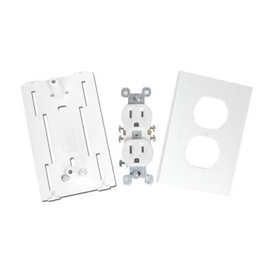 Contacto eléctrico doble, soporte y tapa color blanco de PVC auto extinguible,  para canaleta TEK100 (5591-10200)