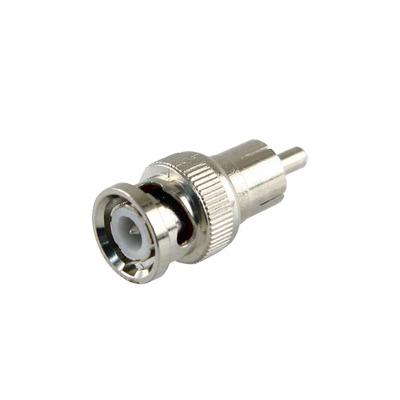 Adaptador en Línea para 75 Ohm, de Conector BNC Macho a RCA Macho en Aplicaciones de Audio-Video para Cámaras, Monitores y DVR's.