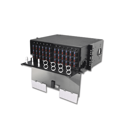 Panel de Conexión de Fibra Óptica (RIC3) Para Rack de 19in, Acepta 12 Placas Quick Pack, Hasta 288 Fibras, 4 UR