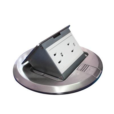 Mini Caja de Piso Redonda Acero Inoxidable (2 Contactos) (11000-12201)